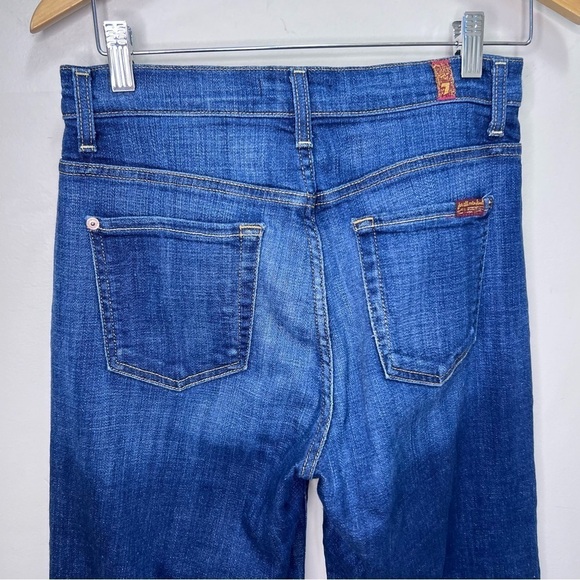 7 For All Mankind Wide Leg Capris Raw Hem High Rise Size 26 - Picture 6 of 12